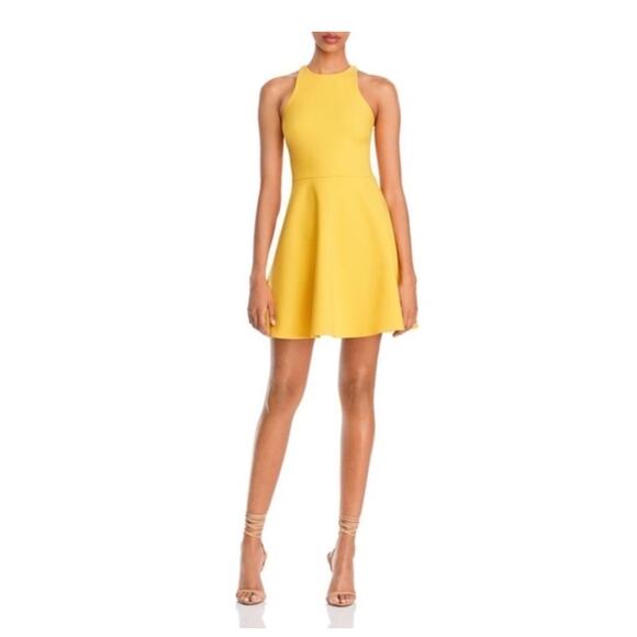 Likely Moore Goldenrod Yellow Sleeveless Racerback Skater Mini Dress Size 4 - Picture 1 of 10